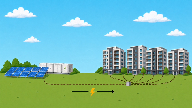 Apartments fed by Solar and Batteries